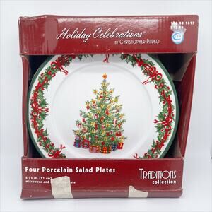 New in Box Holiday Celebrations Christopher Radko Salad Plates Set of 4